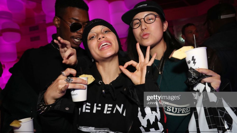 NEW YORK, NEW YORK - NOVEMBER 06: Big Clit (C) attends the Doja Cat Album Release Party